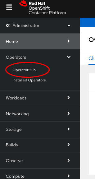 Menu OperatorHub